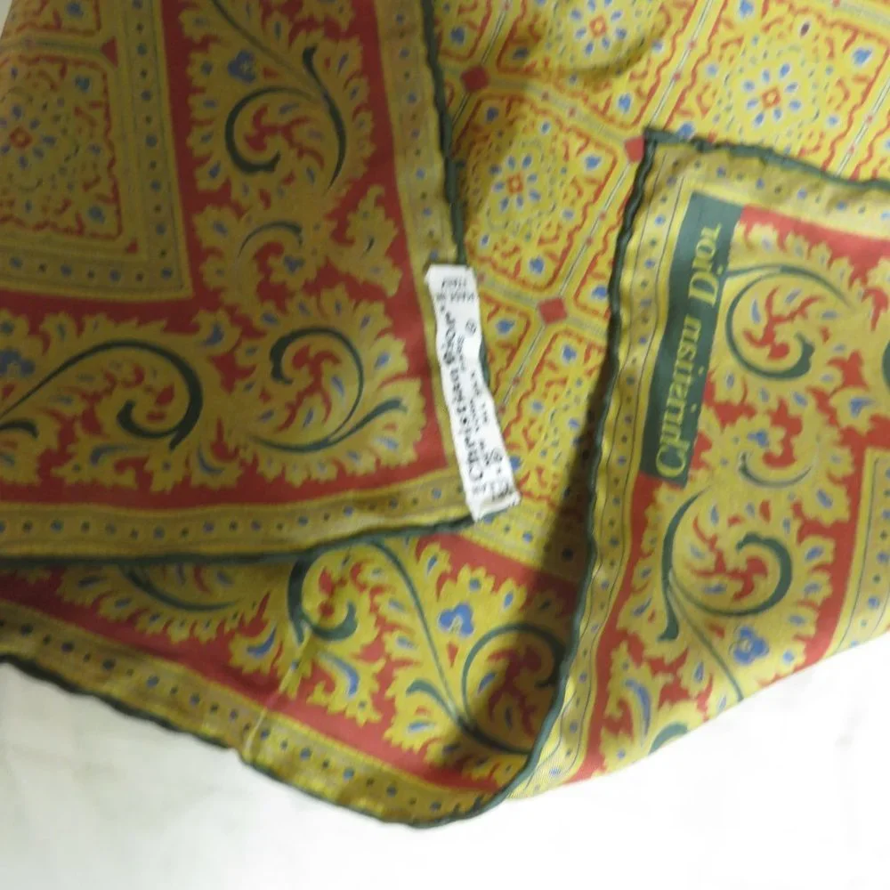 ❤️2 CHRISTIAN DIOR Pocket Square Bandana Luxurious Silk Scarf